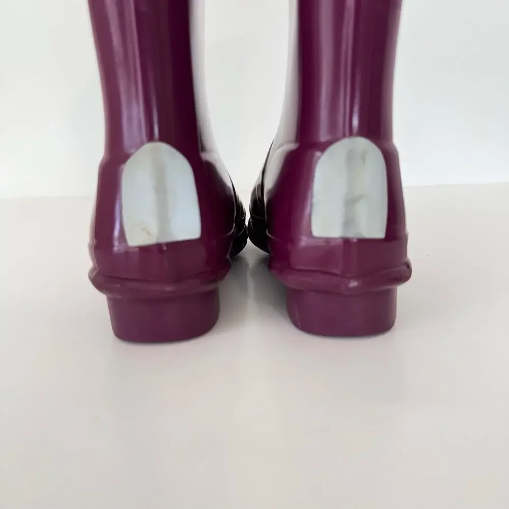 Hunter Kids Original Gloss Rain Boots Waterproof Natural Rubber Magenta US13B/1G